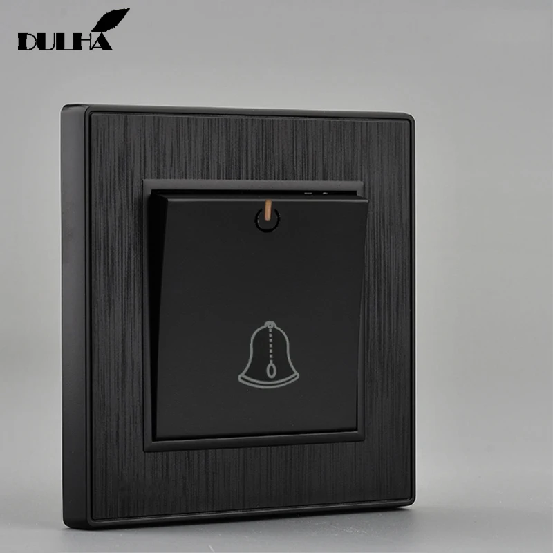 Роскошный черный 1 Gang мгновенный дверной звонок настенный переключатель 10A