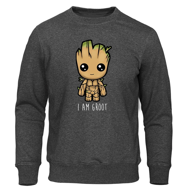 Новинка осени, толстовки с капюшоном I Am groot, мужские повседневные Модные свитшоты, уличная одежда в стиле хип-хоп, пуловеры harajuku, топы с милым принтом Groot - Цвет: dark gray 6