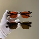 Солнцезащитные очки с прозрачными линзами UV400 для мужчин и женщин, небольшие винтажные прямоугольные очки в стиле ретро, с металлической квадратной оправой, 1 шт.