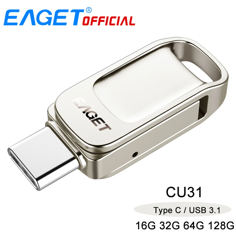 EAGET CU31 32 ГБ/64 Гб/128 Гб металлический USB 3 0/Type C флеш накопитель карта памяти OTG Type