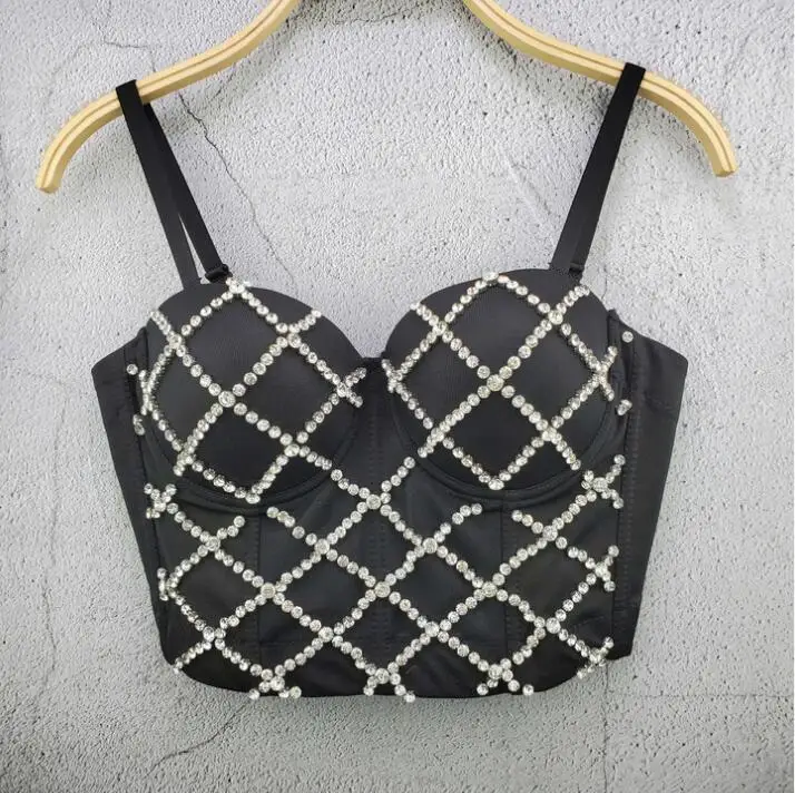 

Женские пикантные дизайнерские хлопковые топы в стиле панк с кристаллами и бриллиантами, летние короткие топы, укороченные топы, 2021