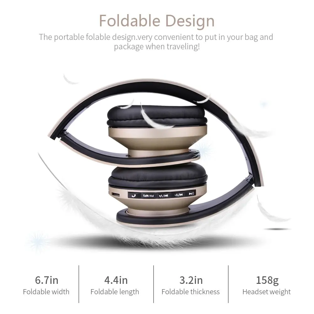 Розовые беспроводные Bluetooth наушники Детские Складные стерео звук FM радио TF карта