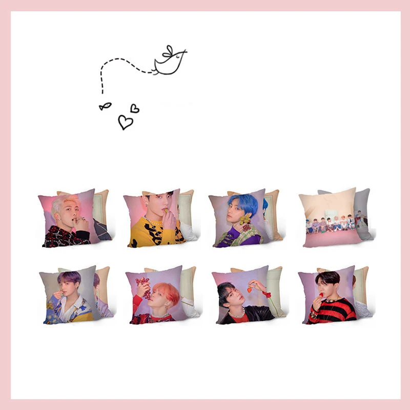 

KPOP Bangtan Boys карта души иероглиф фото Двусторонняя Подушка джимин Цзинь СУГА декоративная подушка для автомобиля J28