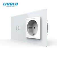 livolo eu standard touch switchcrystal glass panel ac 220250v 16a wall socket plug with light switch