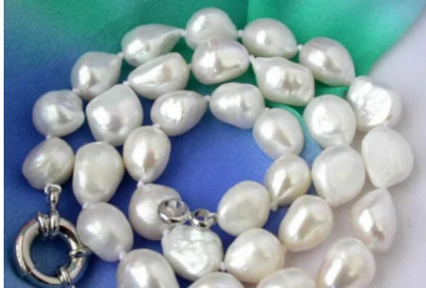 

Natural 11-13mm white baroque freshwater cultured pearl necklace 46CM>bead charm body jewelry charm jewelry