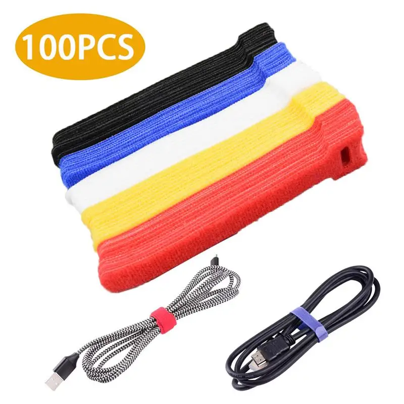 

100Pcs Colourful Reusable Nylon Cable Ties T-Type Cable Straps Wire Organizer Storage Computer Data Cable Power Cable Tie Wire