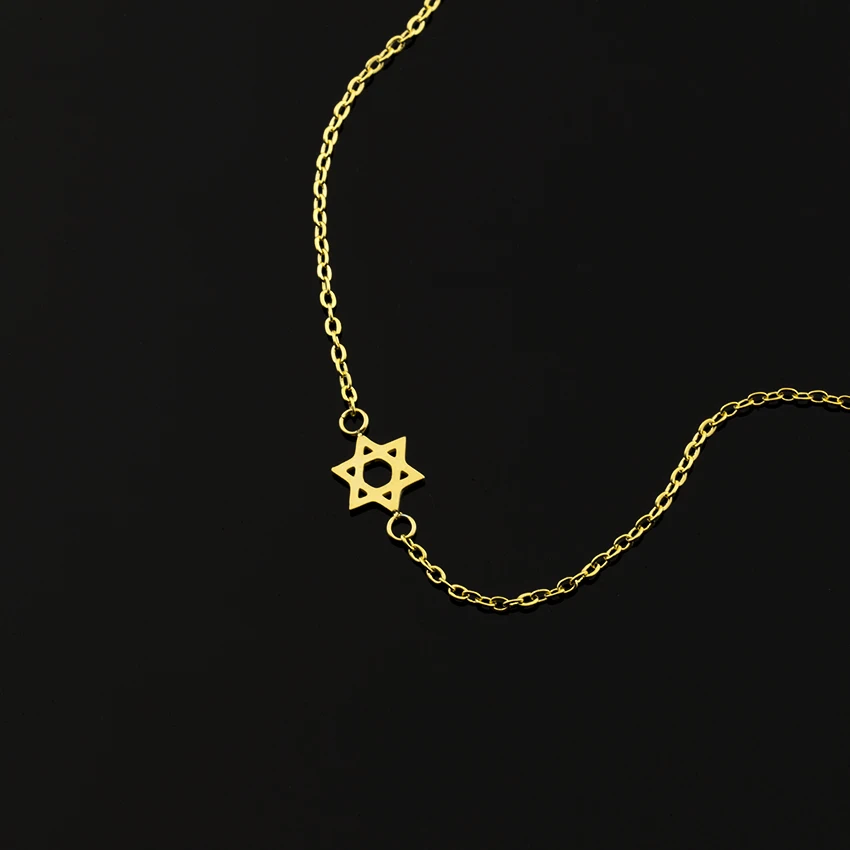 Ювелирные изделия в еврейском стиле Magen Star Of David, браслеты с подвесками для женщин, Bff, подарки, Bijoux Femme, нержавеющая сталь, золотой цвет, Pulseira Feminina