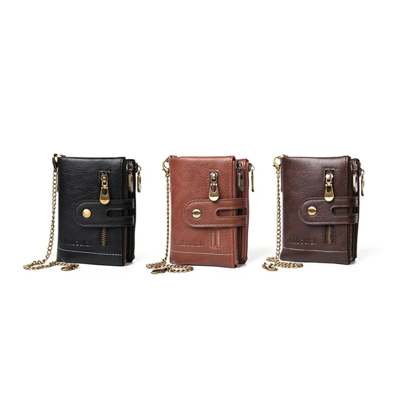 

Chain Wallets for Men Leather Bifold Wallet Men's Casual Purse Credit Card with Coin Pocket Business Travel Use
