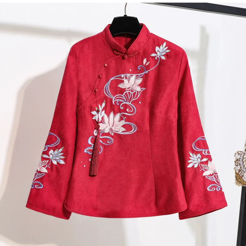 Улучшенная версия в китайском стиле тонкий женский топ Hanfu + юбка комплект из двух