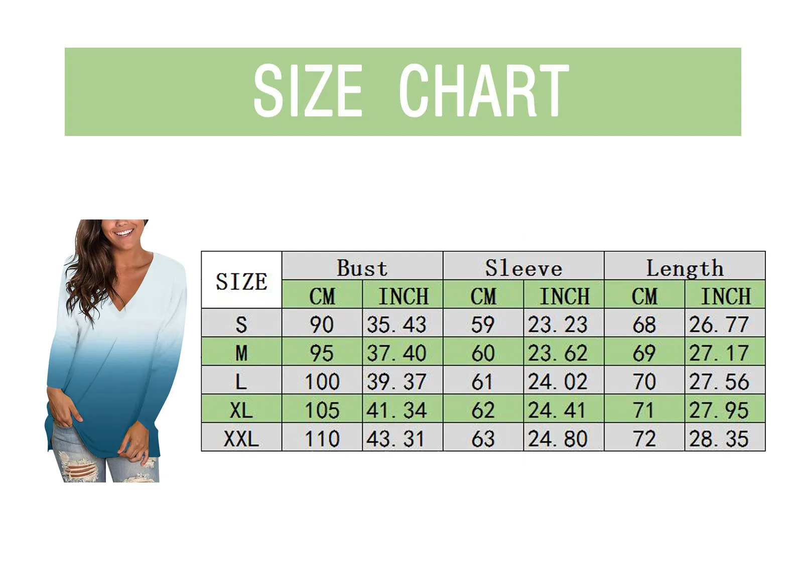 

Tie Dye Gradient Print Fashion Woman Tshirts V Neck Long Sleeve Casual Harajuku Basic Tops Graphic Tees Women Tunics 5