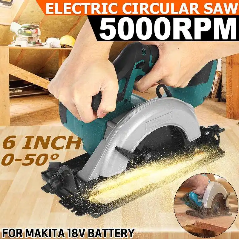 Беспроводная электрическая циркулярная пила Drillpro 18 в 152 мм 6 дюймов лезвие угол 50