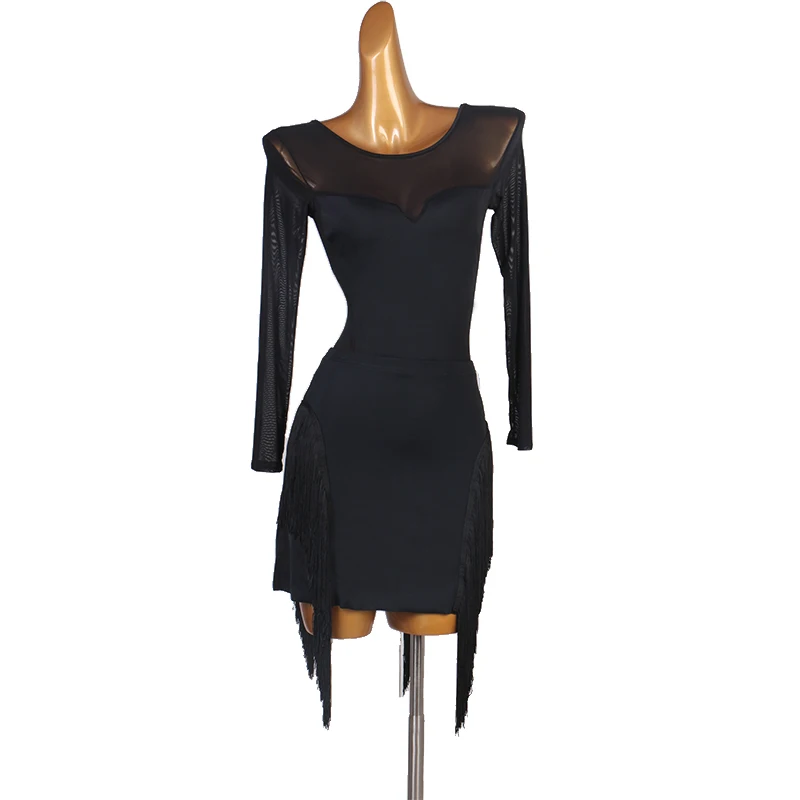 Женские/Детские костюмы для латиноамериканских танцев юбка с длинным рукавом и