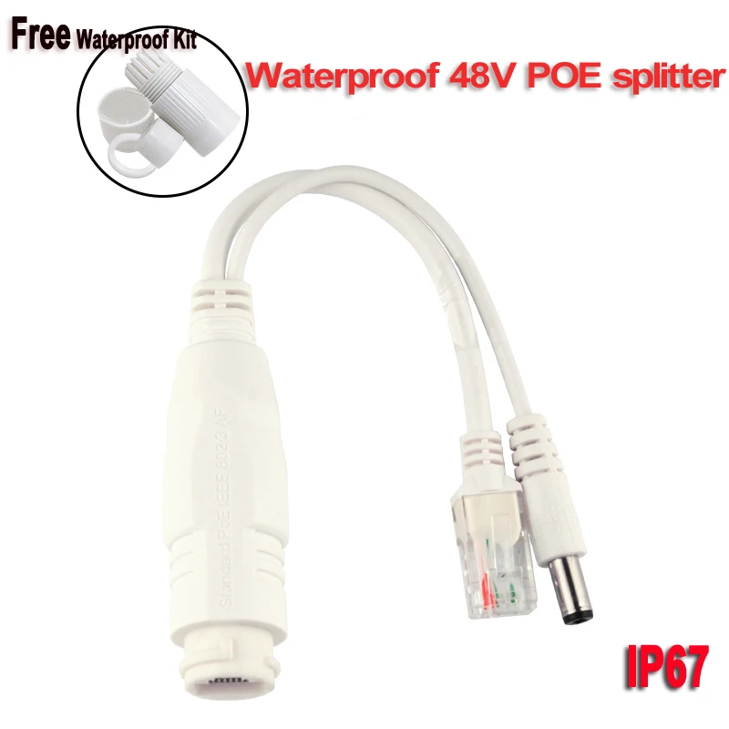 

48V POE Splitter output 12V waterproof suitable for Non POE IP cameras and wireless AP 10/100mbps POE connector Cable Kits
