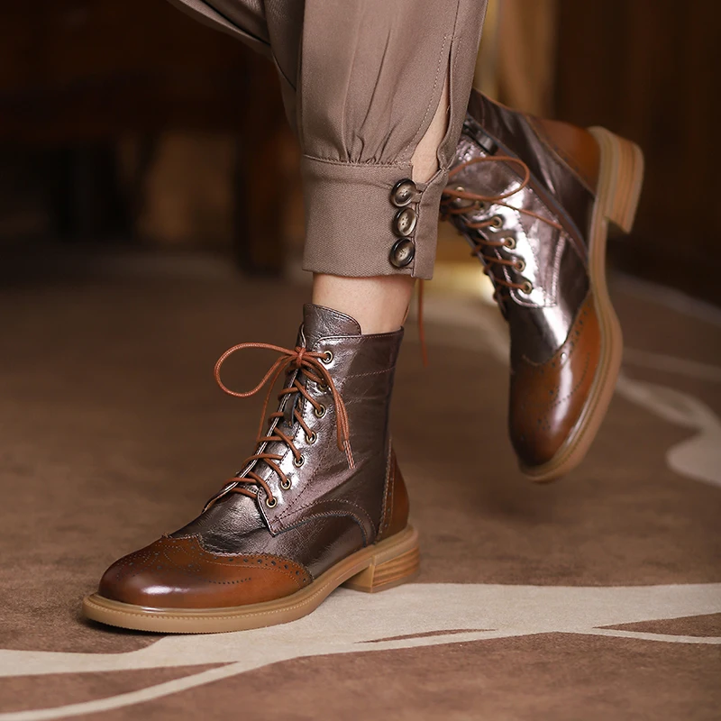 Online Sepatu Bot Pergelangan Kaki Berenda Suede Asli Baru 2021 Untuk Wanita Sepatu Kulit Nyaman Ujung Bundar Bertumit Rendah Sepatu Bot Wanita Musim Gugur