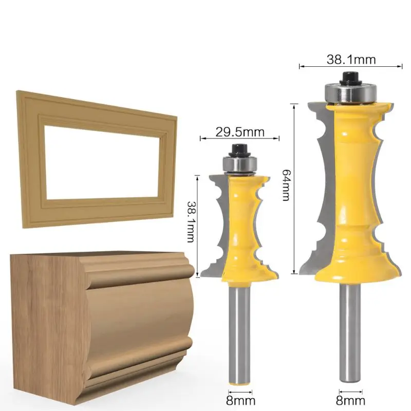 

8mm Shank Miter Frame Molding Router Bit Door Line Knife Tenon Milling Cutter