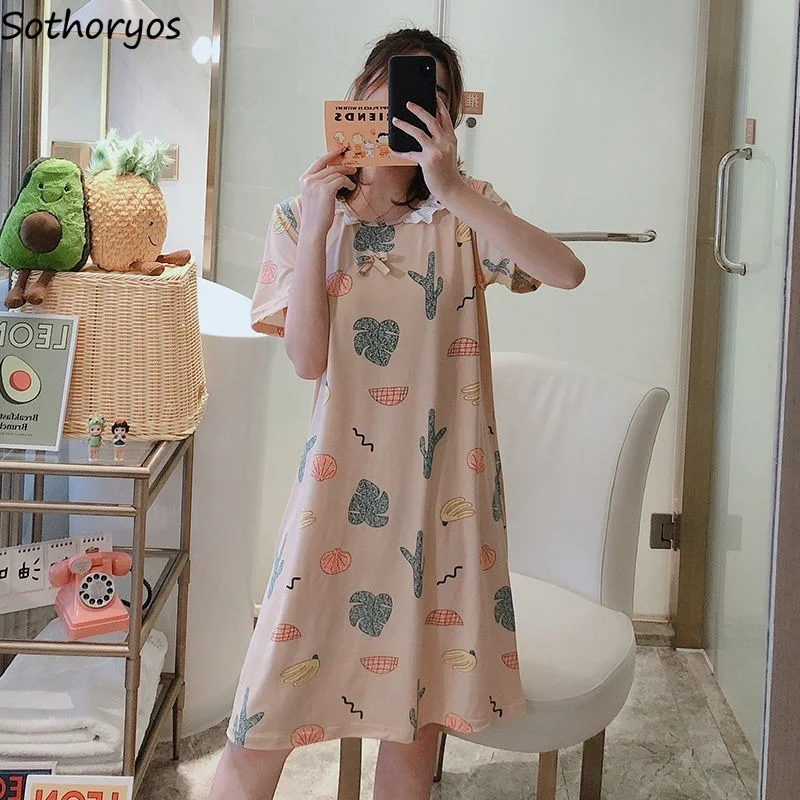 

Ночные рубашки, женские милые дышащие ночные рубашки с принтом Ins, женские повседневные шикарные модные свободные ночные рубашки, Женская П...