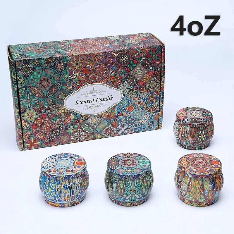 

6pcs Fragrance Aromatherapy Scented Candle Natural Soy Wax Travel Tin Jar Candles Home Decor Wedding Birthday Gifts 4 Smell