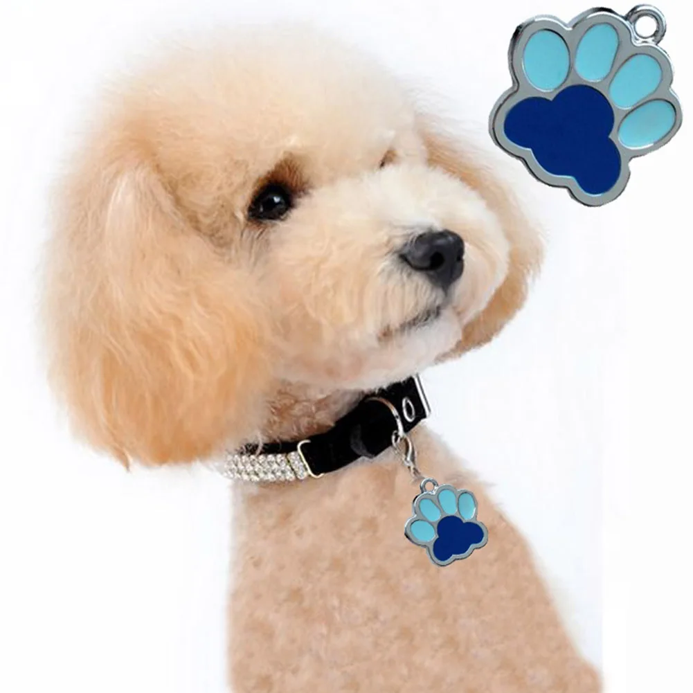 

Pet Dog Cat Pendant Cute Bicolor Paw Foot Print Pattern Pet Collar Pendant For Dogs Cats Puppy Kitten Collar Pendant ID Tag