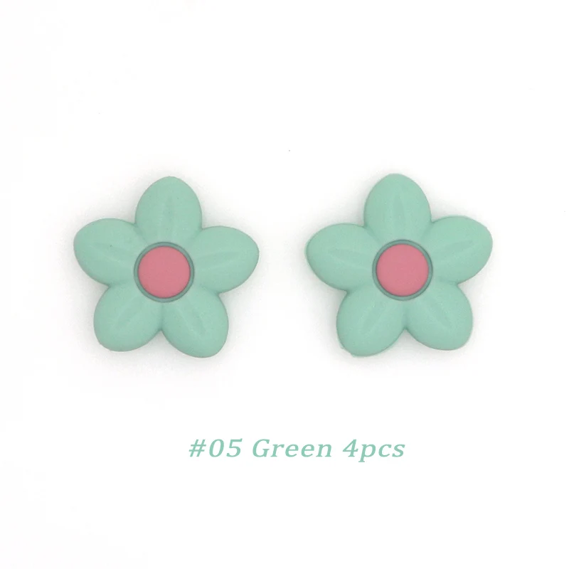 Green 4pcs Kovict 4/8 шт. 42 мм Цветок Силиконовые бусы банные халаты в виде животных для маленьких Прорезыватель для зубов для новорожденных, игрушки-прорезыватели для бижутерии, материал для Цепочки и ожерелья Аксессуары игрушка - Цвет: Green 4pcs