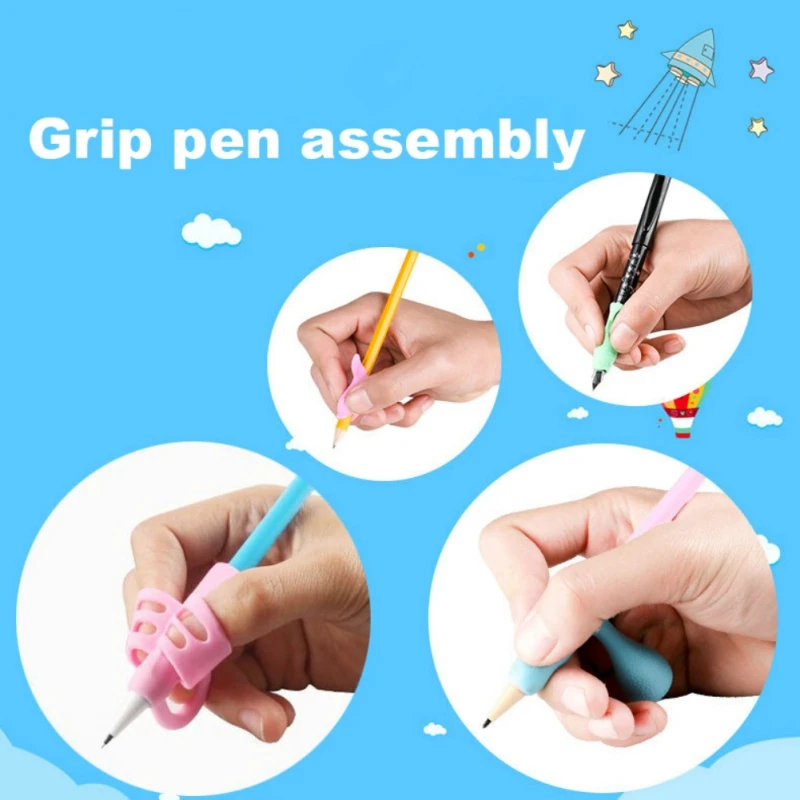 

3PCS Children Anti-Shortsighted Pencil Holder Silicone Pencil Holder Pen Writing Aid Grip Posture Correction Device Tool
