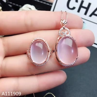 kjjeaxcmy boutique jewelry 925 sterling silver inlaid natural ross quartz pendant ring lady suit support detection luxurious