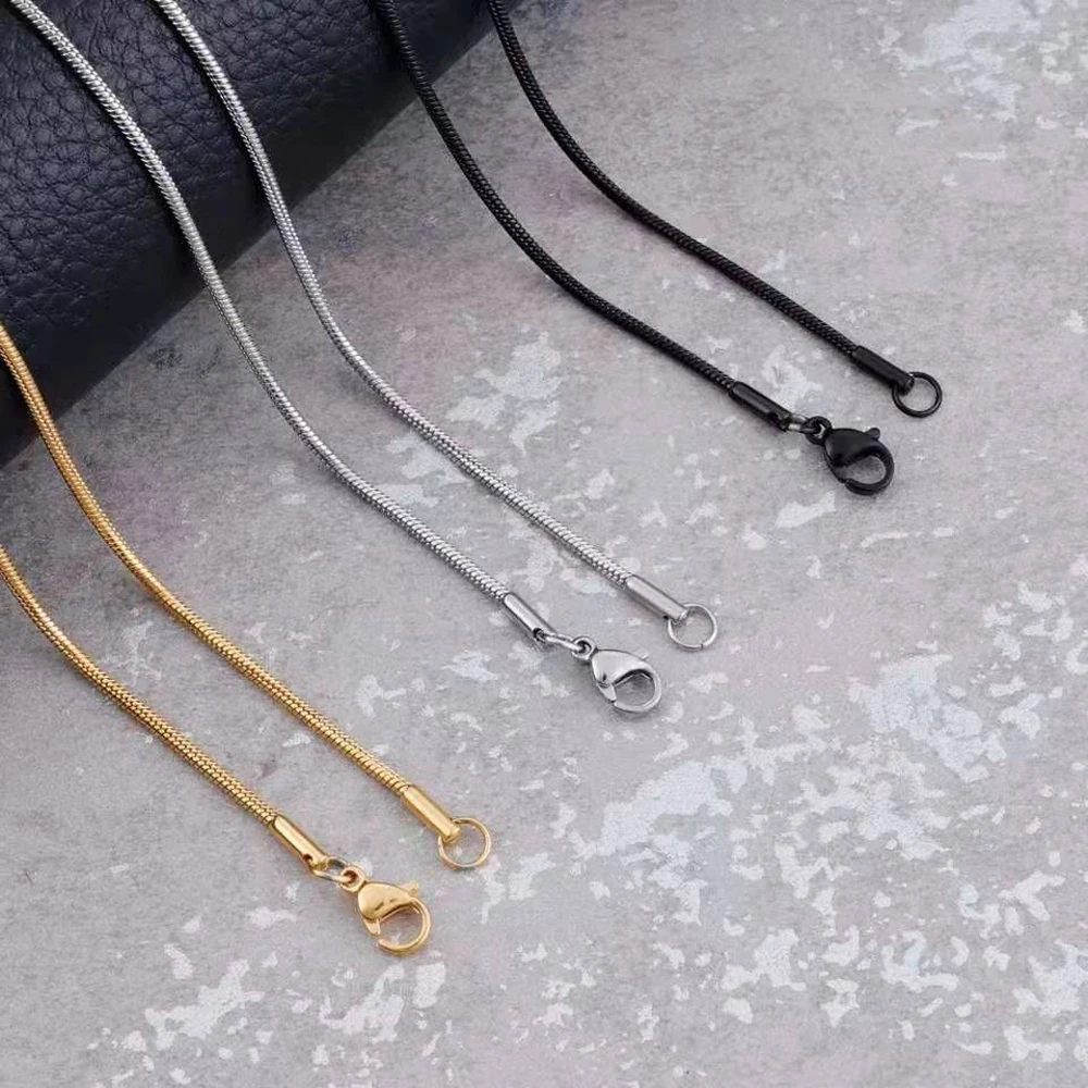 

Stainless Steel Silver Plated 1/1.5/2MM Width Snake Chain 45-55cm Length Necklace Women Wholesale Jewelry Gift Fit Pendant