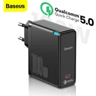 Зарядное устройство Baseus PD 100 Вт GaN USB C, быстрая зарядка 5,0 QC 4,0, быстрая зарядка для iPhone 12, Samsung, Xiaomi, MacBook, ноутбука