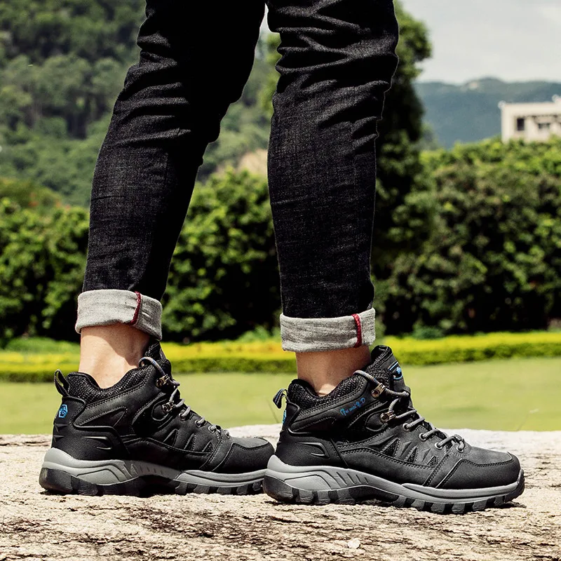 Мужские повседневные зимние теплые ботинки из натуральной кожи рабочие уличные