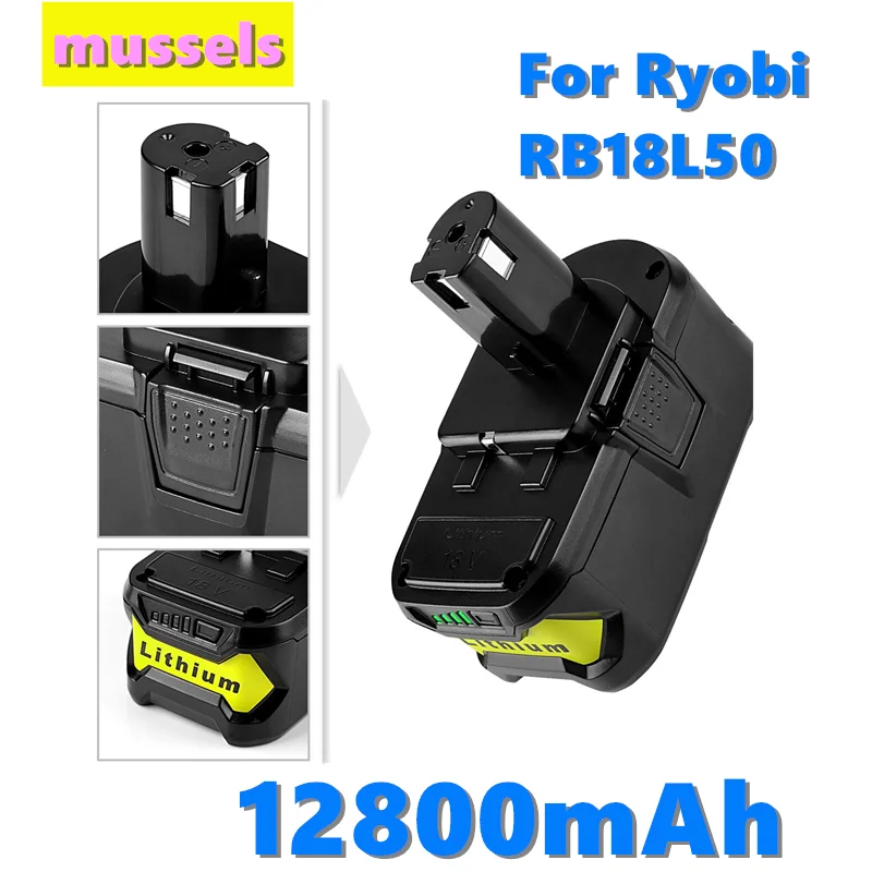 

Литий-ионная аккумуляторная батарея для электроинструментов Ryobi, 18В, 12800 мАч, BPL1820, P108, P109, P106, P105, P104, P103, RB18L50, RB18L40