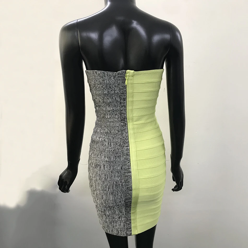 

High Quality Summer 2021 New Women'S Fashion Sexy Jacquard Patchwork Strapless Mini Dress Bodycon Club Party Bandage Dress