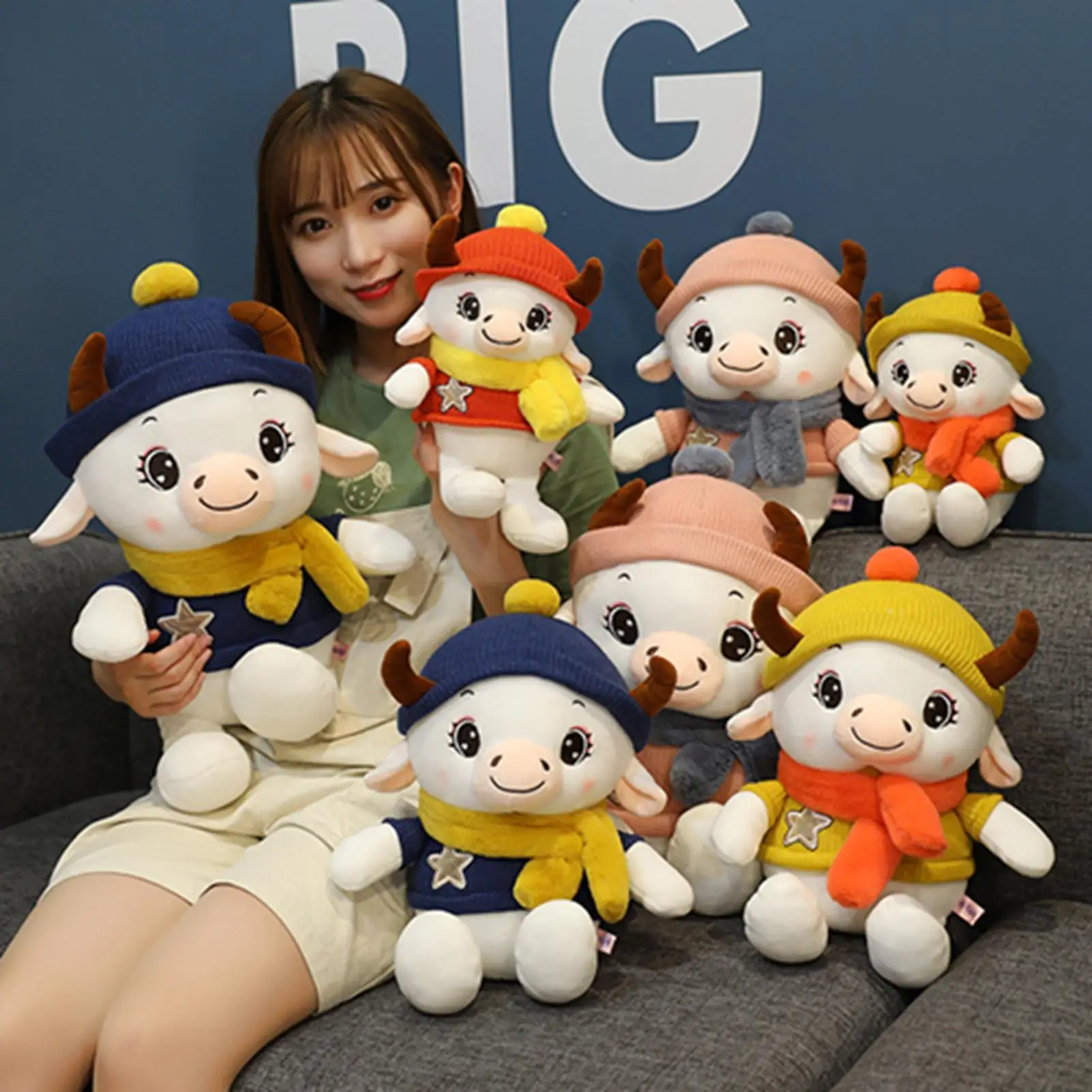 

40cm Soft Plush Stuffed Animals Cattle Cow Toys Wear Clothes Doll Pillow Gift