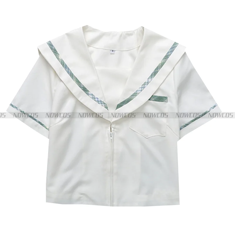 

[Cedar] Formal JK School Uniform Japanese Students Girl Short sleeve High Waist Green Plaid Pleated Skirts Women Dress Anime