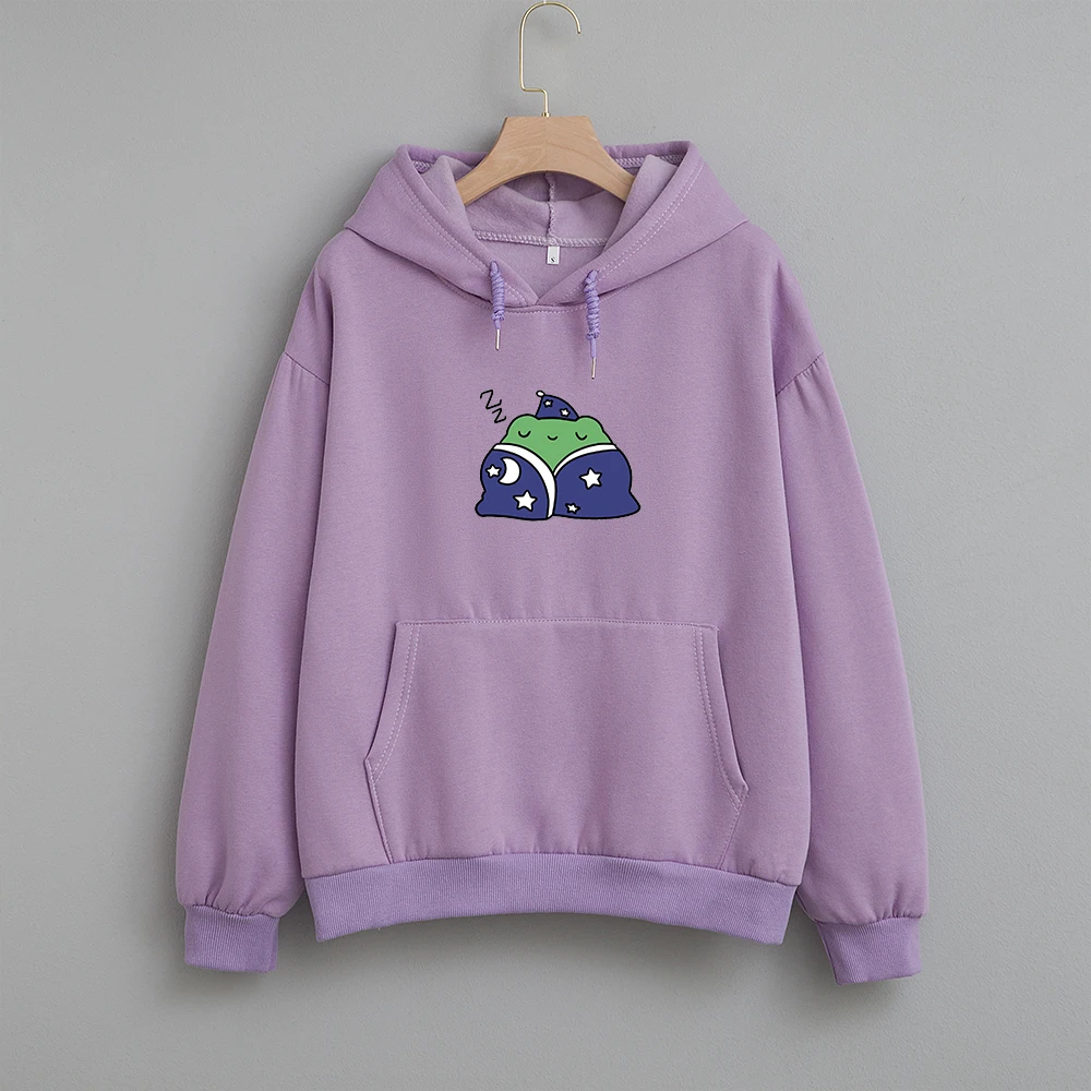 

Толстовка Женская зимняя в стиле Харадзюку, большого размера, с рисунком лягушки