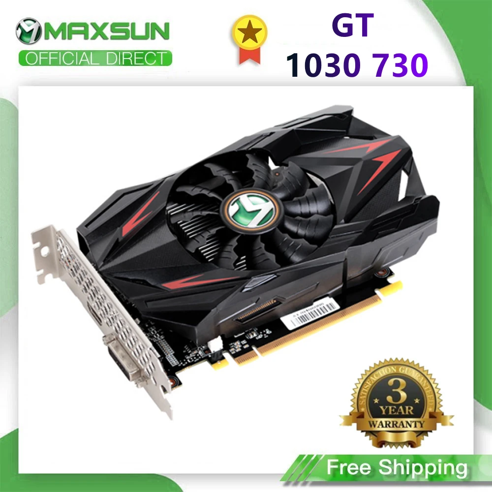 Графическая карта Maxsun GT 1030 730 2G/4 ГБ GDDR5/DDR4 Nvidia GPU, настольная видеокарта, игровая DVI PWB с интеллектуальным контролем температуры - изображение