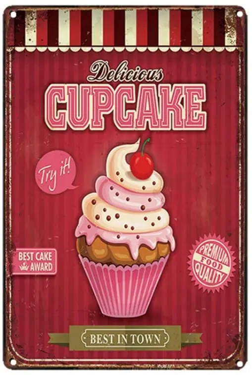 

Винтажный метело знак-кекс продовольственный магазин ретро жестяной декоративный знак Настенный декор пекарская металлическая плакатная ...