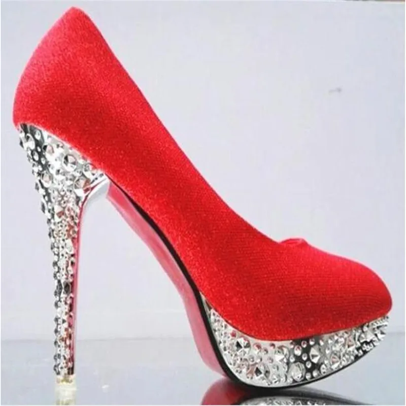 

11cm New 2019 party women's shoes, women's sexy high heels, ladies thin high heels, rhinestone high heels