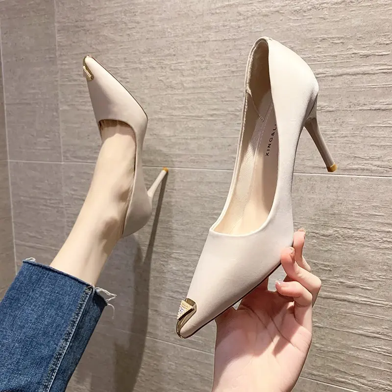 

EOEODOIT 2021 Spring Newest Stilettos Shoes Women Party Office Fashion Pumps High Heels Shoes Pointed Toe Covered Crystal