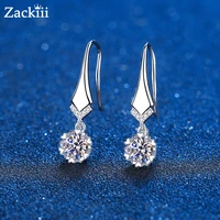 sterling silver real moissanite dangle earrings platinum plating gemstone diamond flower drop earrings for women fine jewelry