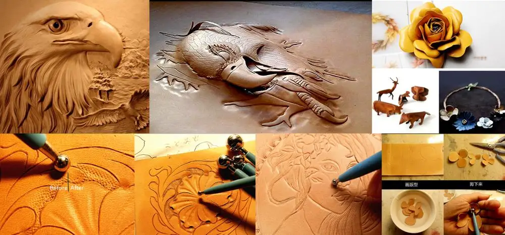 Кожаный ремесло цветок сделать кожу прижимная скульптура вырезать