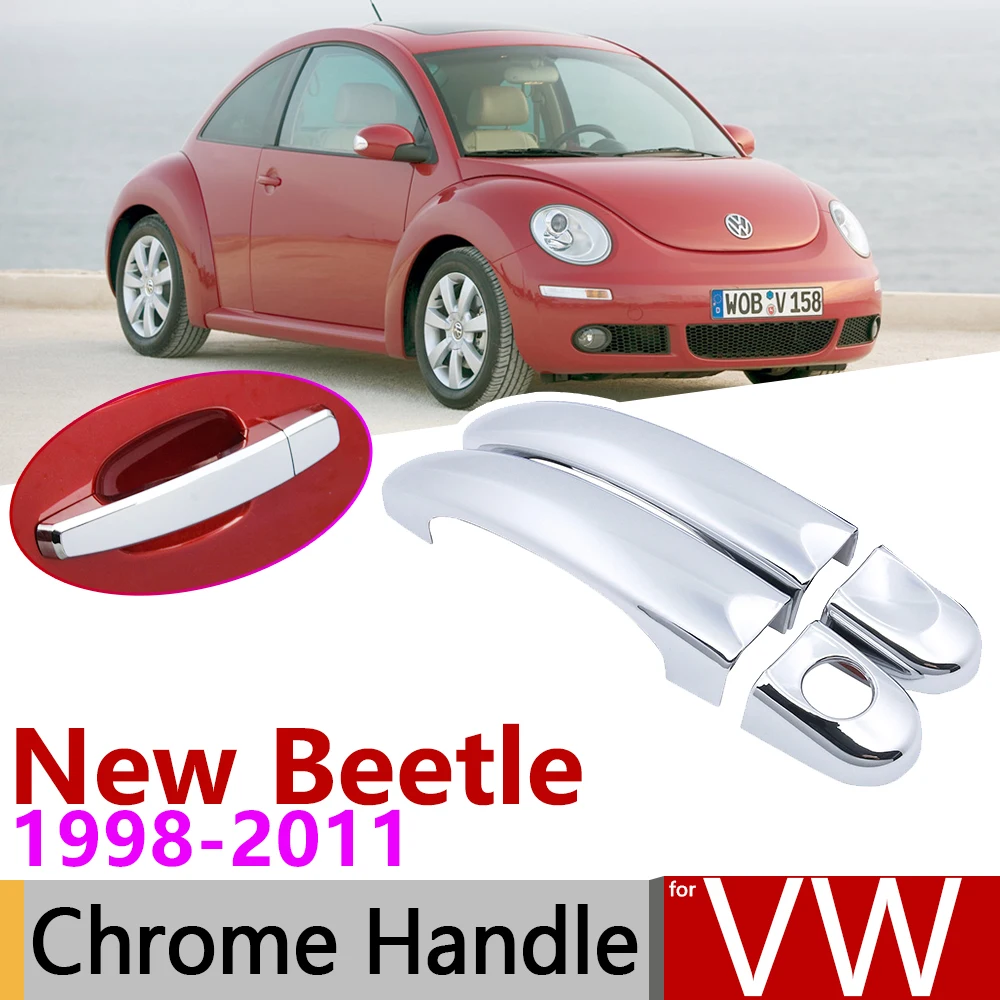 for Volkswagen VW New Beetle 1998~2011 Chrome Door Handle Cover Car Accessories Stickers Trim Set 1999 2001 2003 2005 2007 2010