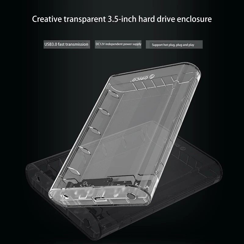 ORICO 3139U3 Transparent HDD Case 3.5 Inch SATA to USB 3.0 Transparent HDD Enclosure Plug and Play Hard Drive Case for Computer