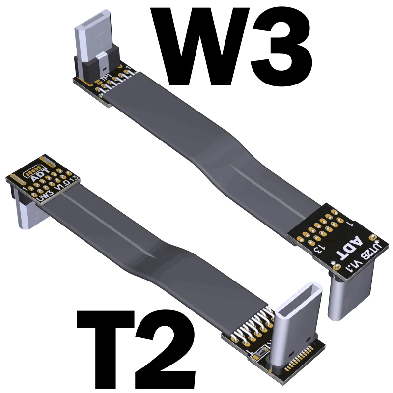 Плоский ленточный кабель Micro USB 2 0 к Type C FPC экранированный провод угловой адаптер