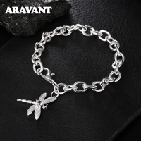 925 silver dragonfly charm bracelet for women silver jewelry
