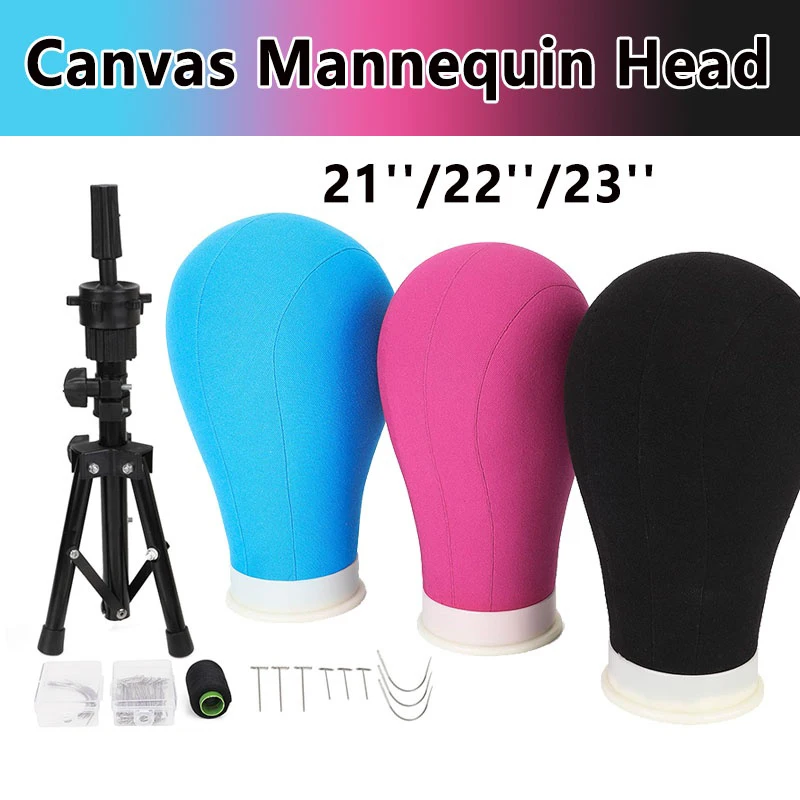 

Neverland 21/22/23''Training Mannequin Head Canvas Head For Wigs Making Wig Hair Brush With T Pins Needles Set With Tripod