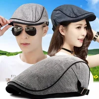 new man berets cotton british vintage flat caps gatsby male solid gray black spring autumn winter adjustable driver hats