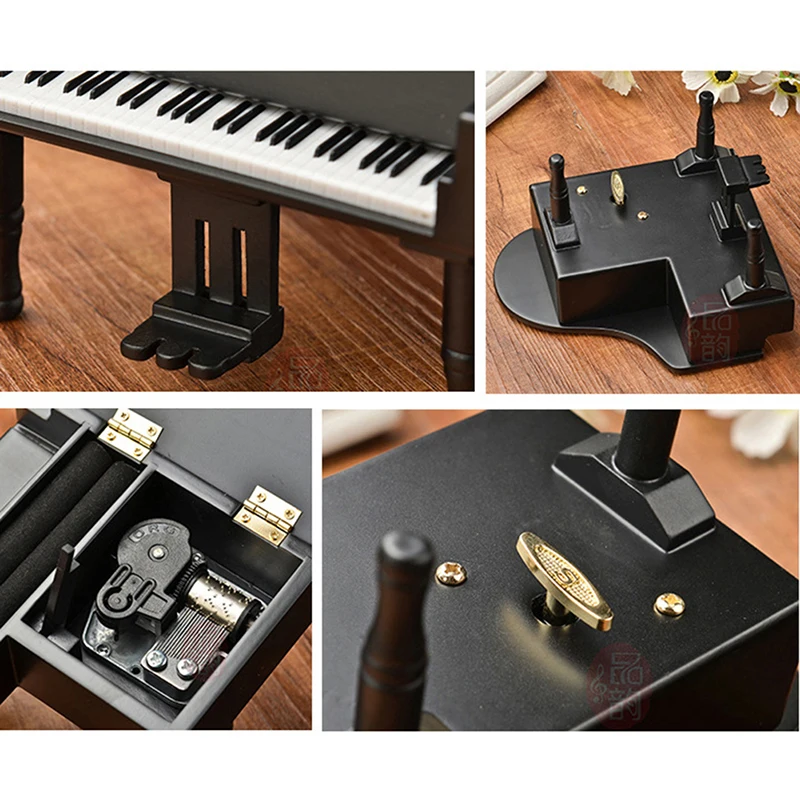 

Wooden Stool Music Box Wooden Piano Simulation Music Box Handicraft Home Decoration Festival Gifts-Original Color