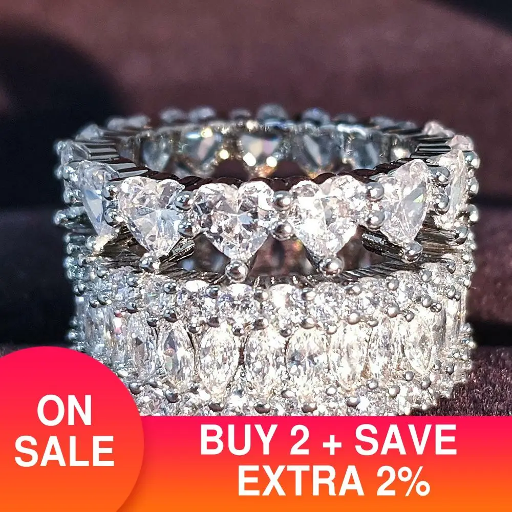 

2021 New Luxury Round 925 Sterling Silver Wedding Ring Set For Women Lady Anniversary Gift Jewelry Dropshipping R5695