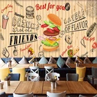 Пользовательские Настенные обои 3D Ручная роспись Гамбурга быстрого питания Ресторан снэк-бар Настенная Наклейка 3D самоклеющиеся водонепроницаемые фрески