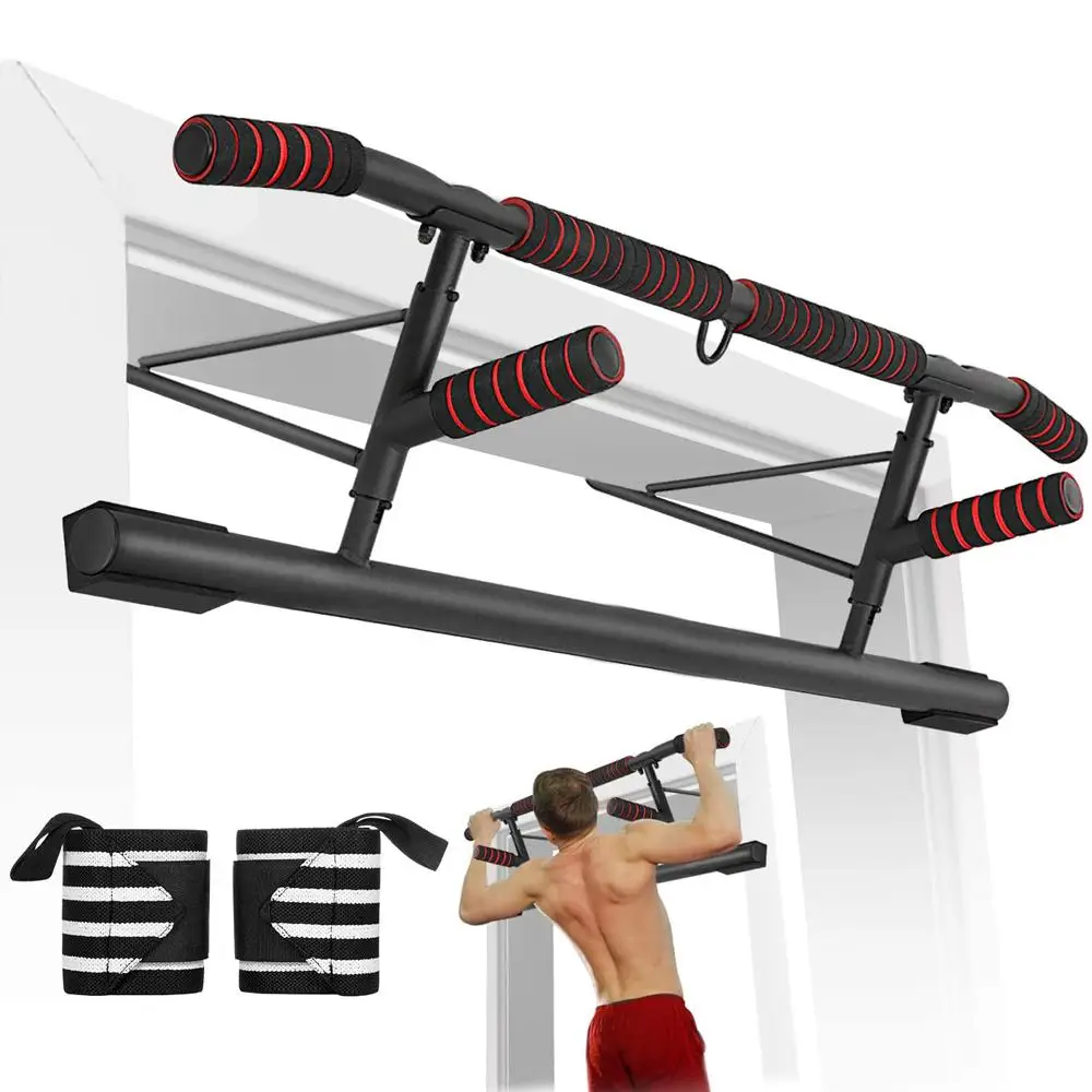 

Wall Mounted Doorway Pull Up Bar Heavy Duty Chin Up Bar Horizontal Bars Multi-function with Wristbands Home Gym Fitness Exercise