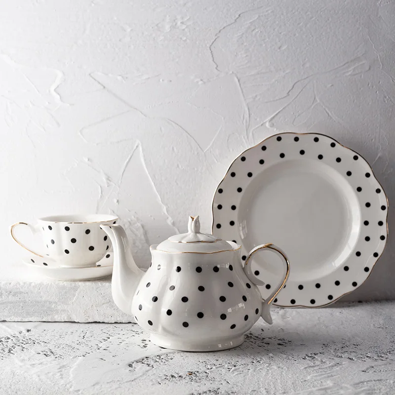 2021 черный полосатый волнистый керамический поднос для завтрака чайный горшок